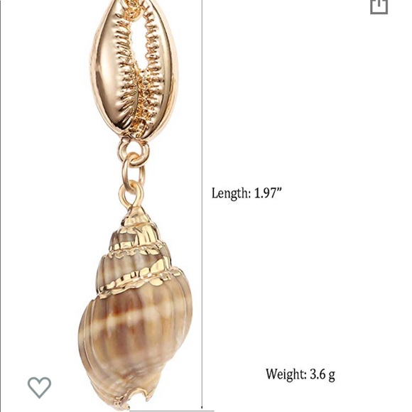 Gold seashell drop earrings - Picture 2 of 3